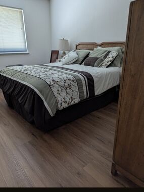 Green and Brown Floral Stripe Comforter Set - Home Bedding